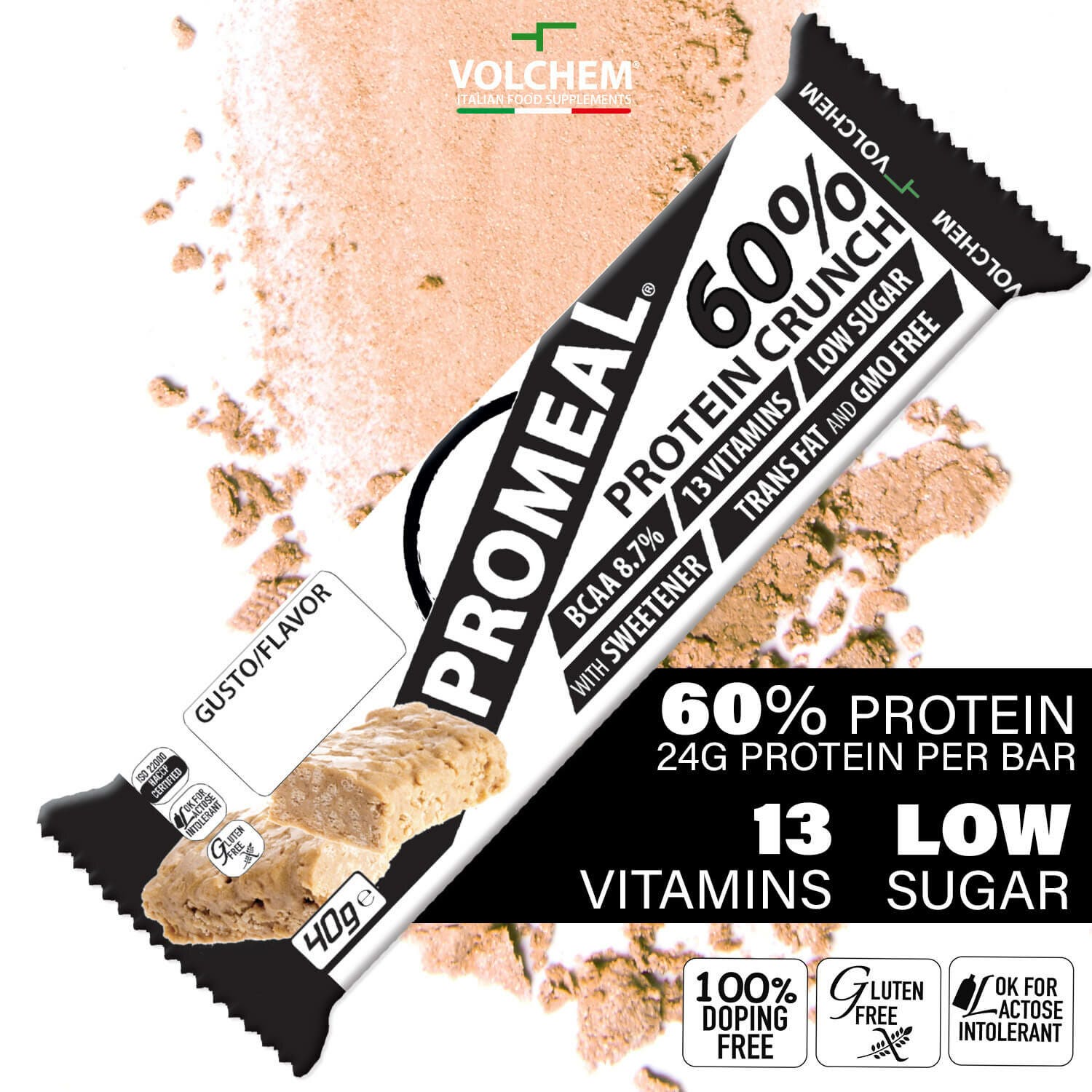 Promeal Barrita Proteica Protein Crunch 60% Sabor Vainilla 40g-2
