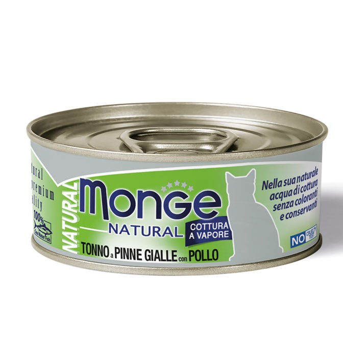 Monge Natural Yellowfin Tuna Con Pollo Comida Húmeda Para Gatos Adultos 80g-1