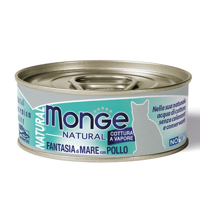 Monge Natural Fantasia di mare Con Pollo Comida Húmeda Para Gatos Adultos 80g-1