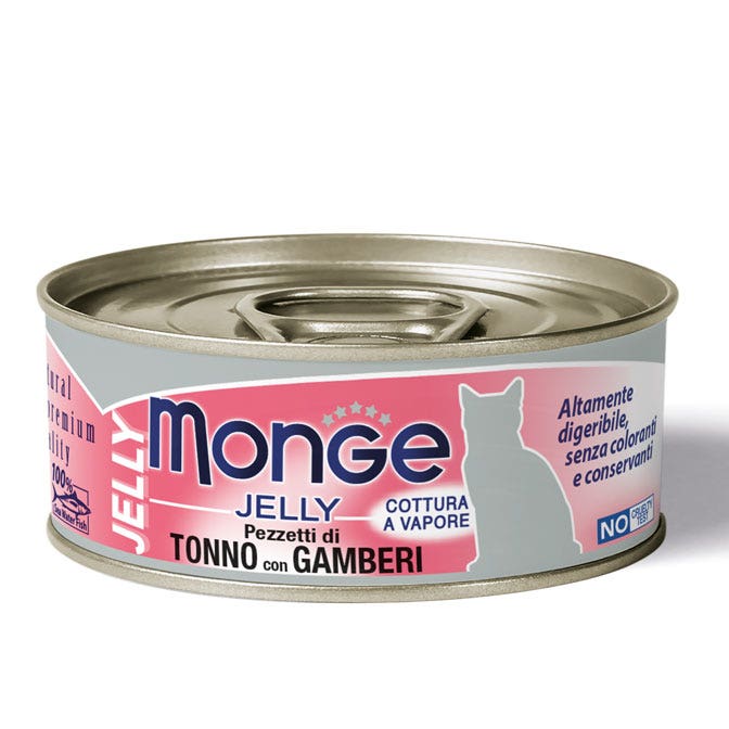 Monge Jelly Trozos De Atún Del Pacifico Y Camarones Alimento Húmedo Para Gatos Adultos 80g-1