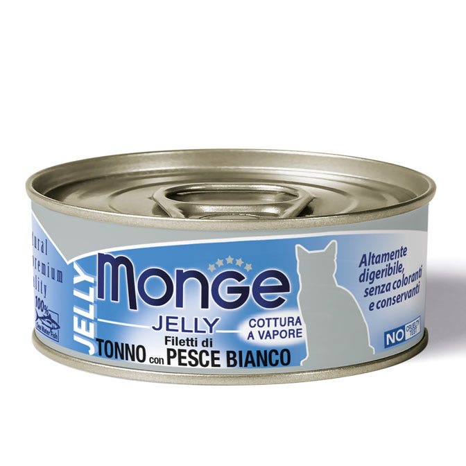 Monge Jelly Pacific Atún Filetes Y Pescado Blanco Comida Húmeda Para Gatos Adultos 80g-1