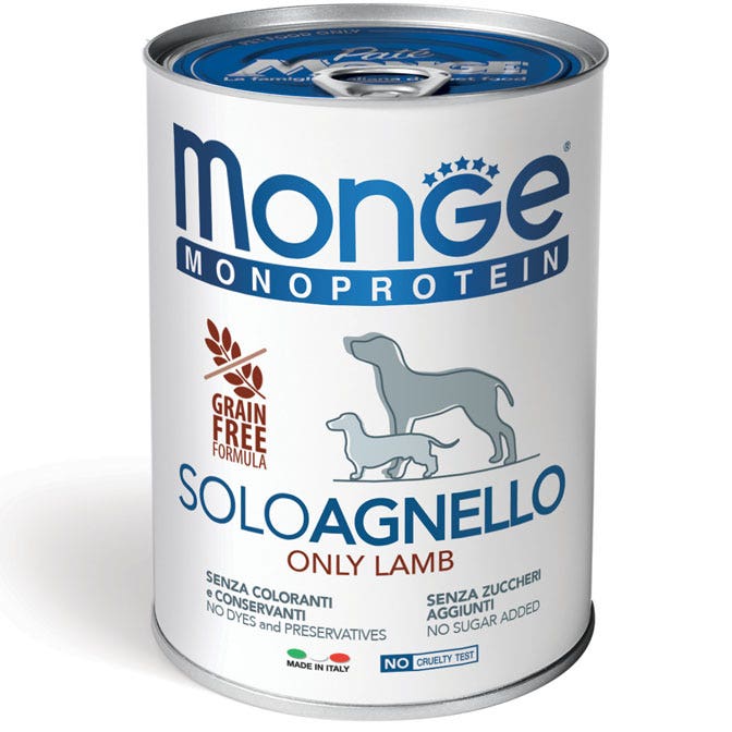 Monge Monoprotein Only Cordero Alimento Húmedo Para Perros Adultos 400g-2