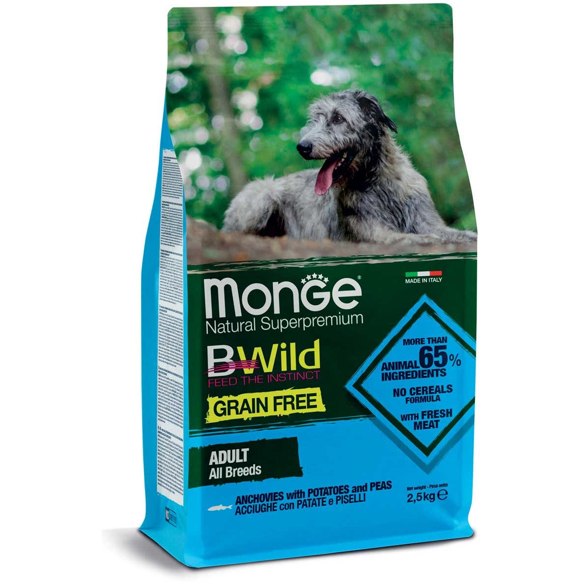 Monge B Wild Grain Free Anchoas Patatas Guisantes Alimento Seco Para Perros Adultos Bolsa 2,5 Kg-1