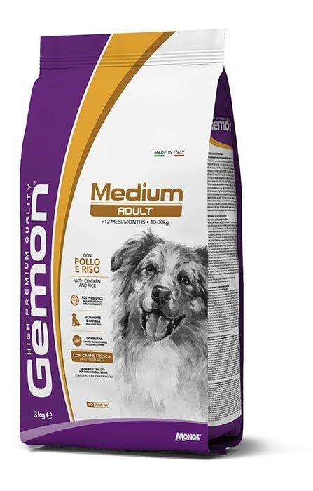 Gemon Medium Adult con Pollo y Arroz Pienso para Perros Adultos de Tamaño Mediano Bolsa 3kg-2