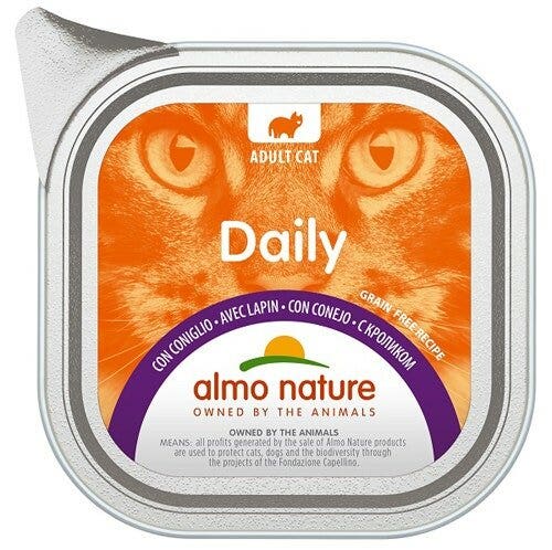 Almo Nature Menú Diario Comida Húmeda Conejo Gatos Adultos Tarrina 100g-2