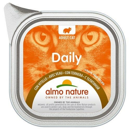 Almo Nature Menú Diario Comida Húmeda Ternera para Gatos Adultos tarrina 100g-2