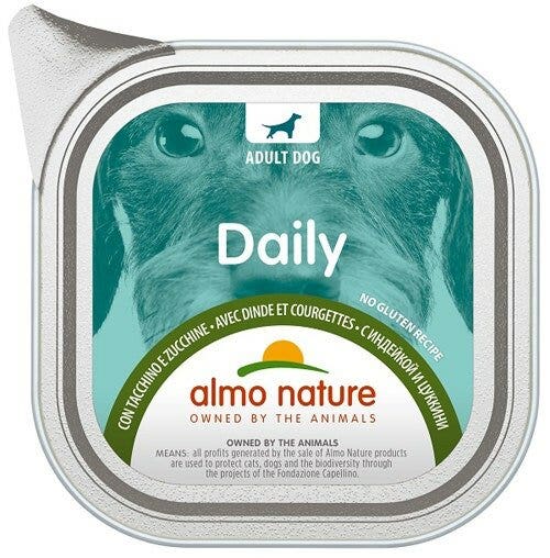 Almo Nature Menú Diario Comida Húmeda Pavo y Calabacín para Perros Adultos Bandeja 100g-2