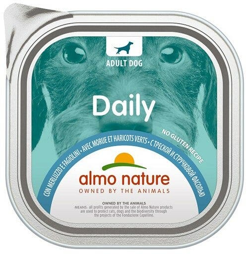 Almo Nature Menú Diario Comida Húmeda Bacalao y Judías Verdes para Perros Adultos Tarrina 300g-2