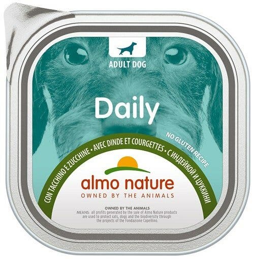 Almo Nature Menú Diario Comida Húmeda Pavo y Calabacín para Perros Adultos Bandeja 300g-2