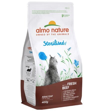 Almo Nature Pienso Holístico Esterilizado con Carne de Res y Arroz para Gatos Adultos Bolsa 400g-3