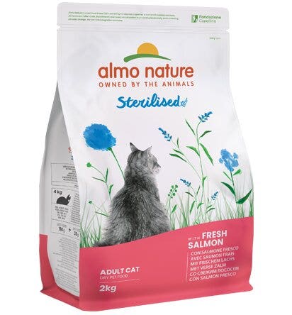 Almo Nature Pienso Holístico Esterilizado con Salmón y Arroz para Gatos Adultos Bolsa 2kg-3