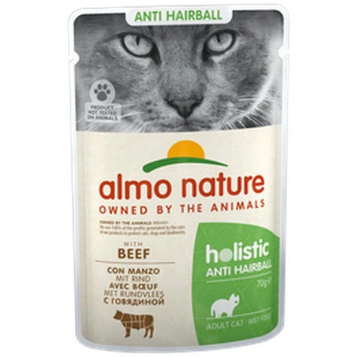Almo Nature Holistic Anti Hairball Wet Food Beef para gatos adultos 70g bolsita-2