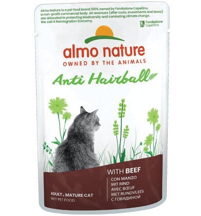Almo Nature Holistic Anti Hairball Wet Food Beef para gatos adultos 70g bolsita-3