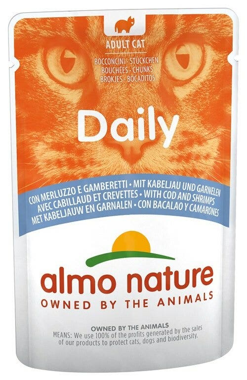 Almo Nature Menú Diario Comida Húmeda Bacalao/Gambas Gatos Adultos Sobre 70g-2