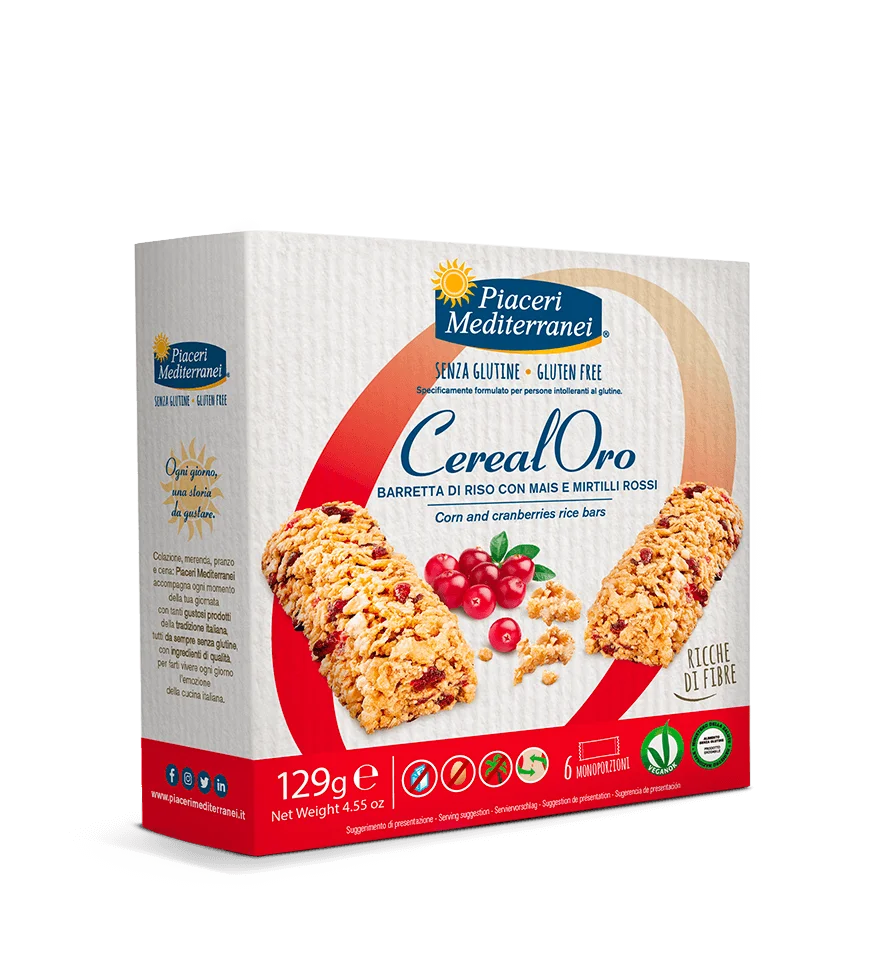 Piaceri Mediterranei CerealOro Barretta Riso Mais Mirtilli Rossi 6 Pezzi-2