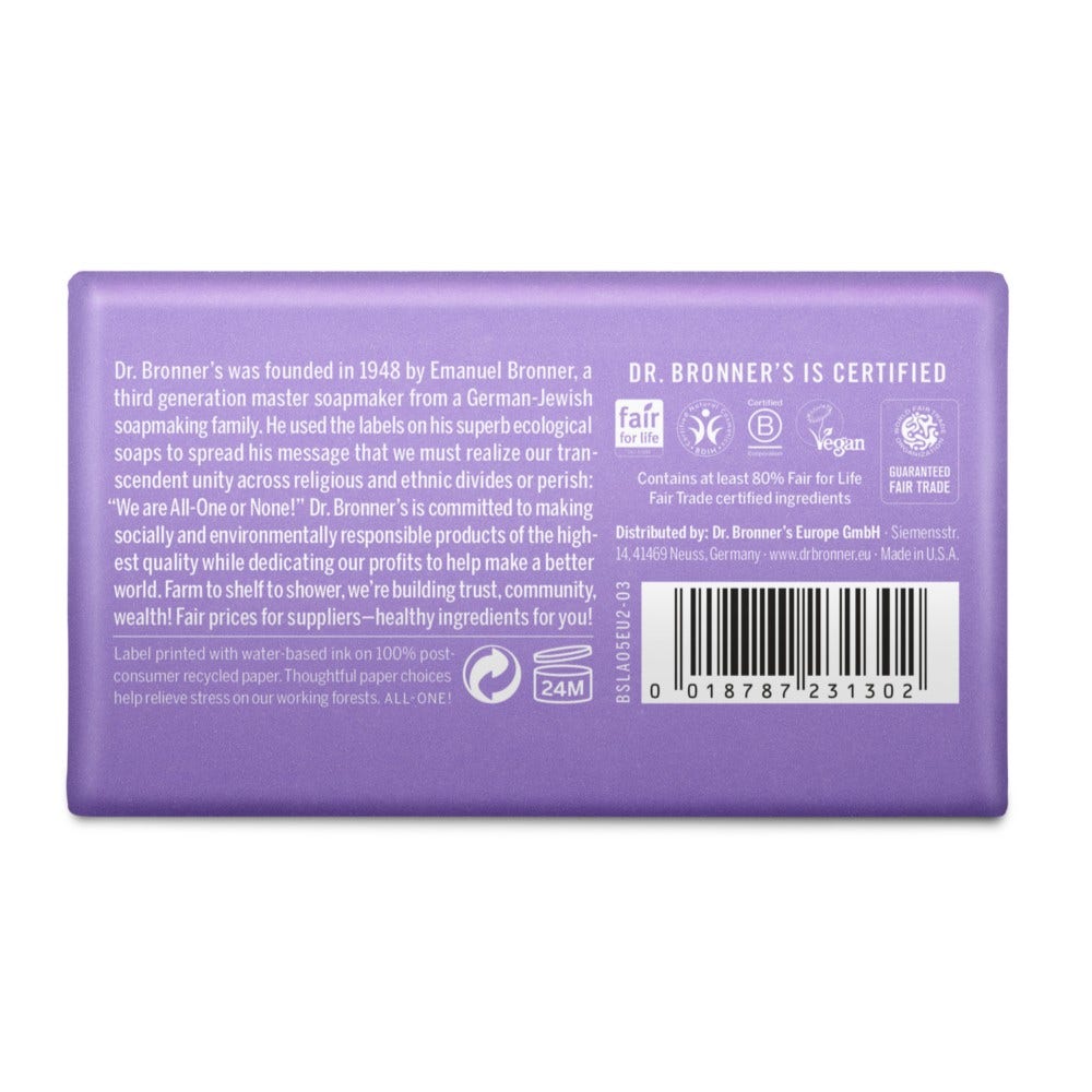 Jabón Sólido de Lavanda Pura Orgánica Dr. Bronner's 140g-2