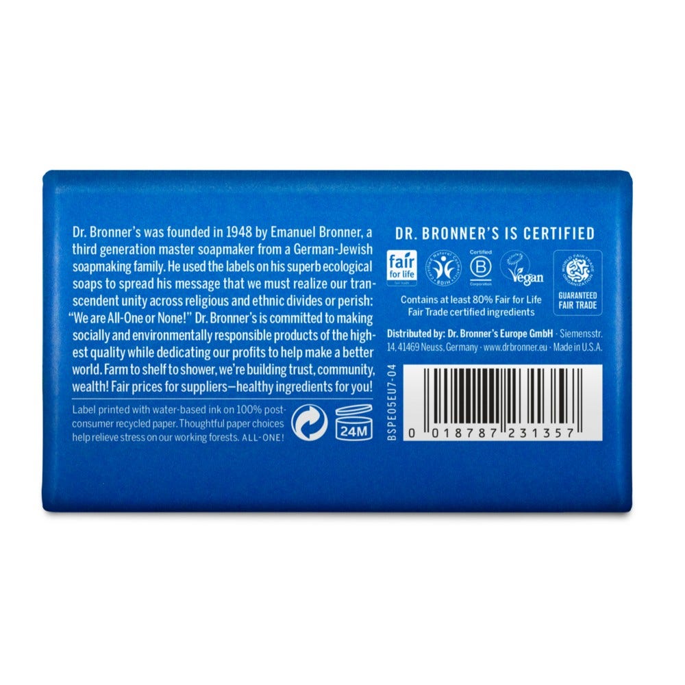 Jabón Sólido Puro de Menta Orgánica Dr. Bronner's 140g-2