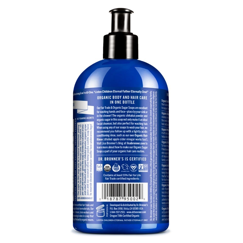 Jabón de azúcar de menta orgánico Dr. Bronner's 355ml-2