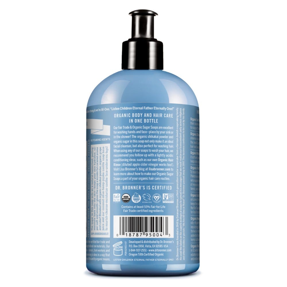 Dr. Bronner's Jabón de Azúcar Orgánico Sin Fragancia 355ml-3