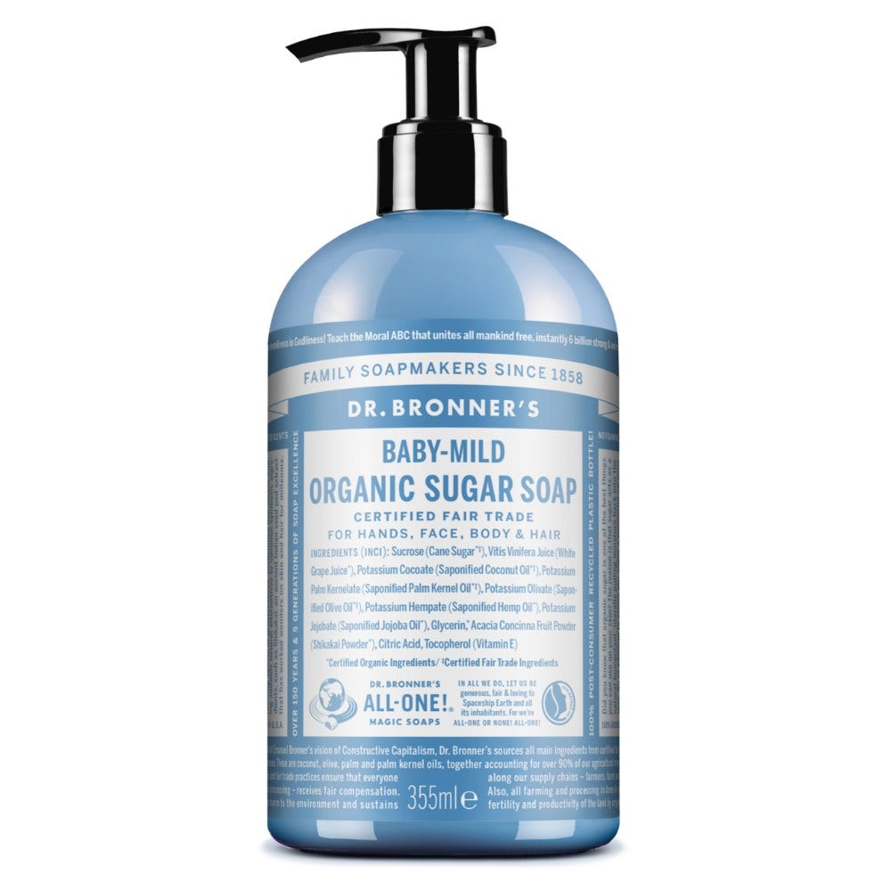Dr. Bronner's Jabón de Azúcar Orgánico Sin Fragancia 355ml-1