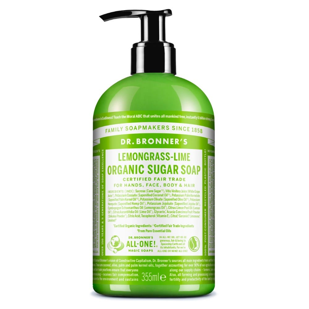 Dr. Bronner's Organic Sugar Soap Lemongrass & Lima 355ml-1