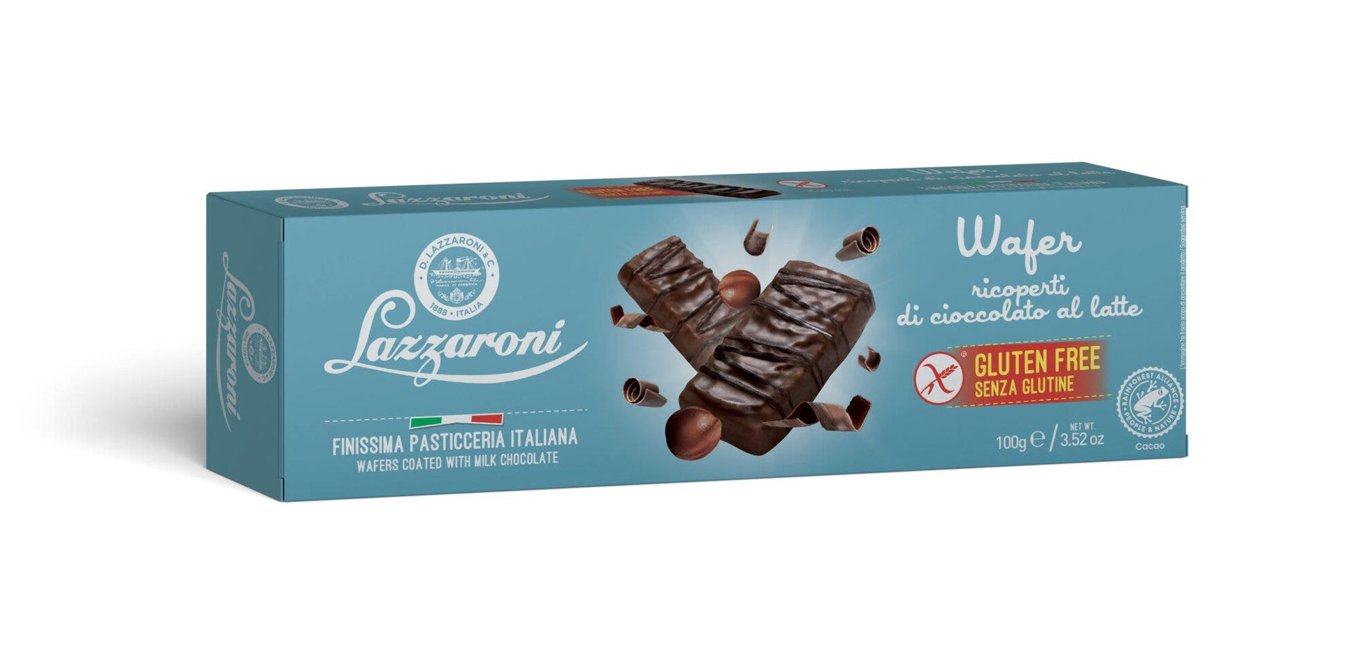 Obleas cubiertas de chocolate sin gluten Lazzaroni 100g-2