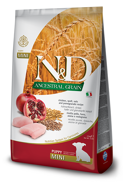 Farmina N&D Ancestral Grain Perros Cachorros Pollo Y Granada Tamaño Mini Bolsa 7kg-1