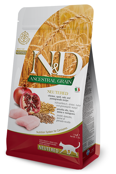 Farmina N&D Ancestral Grain Castrado Pollo Y Granada Gatos Adultos Esterilizados Bolsa 1,5kg-1