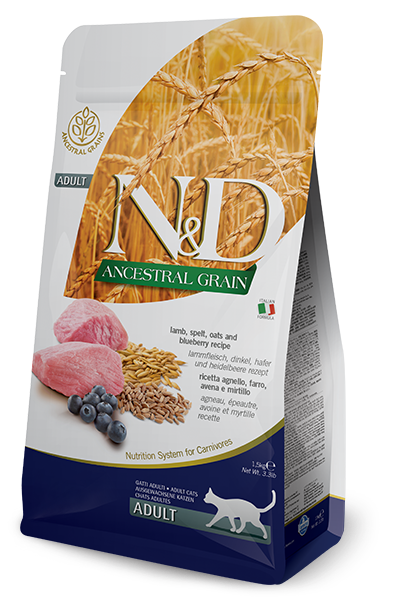 Farmina N&D Ancestral Grain Selection Cordero Y Arándanos Adultos Gatos Bolsa 1,5kg-2