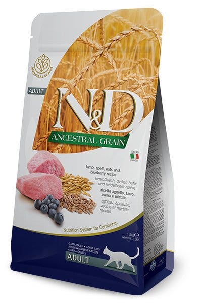 Farmina N&D Ancestral Grain Selection Cordero Y Arándanos Adultos Gatos Bolsa 5kg-2