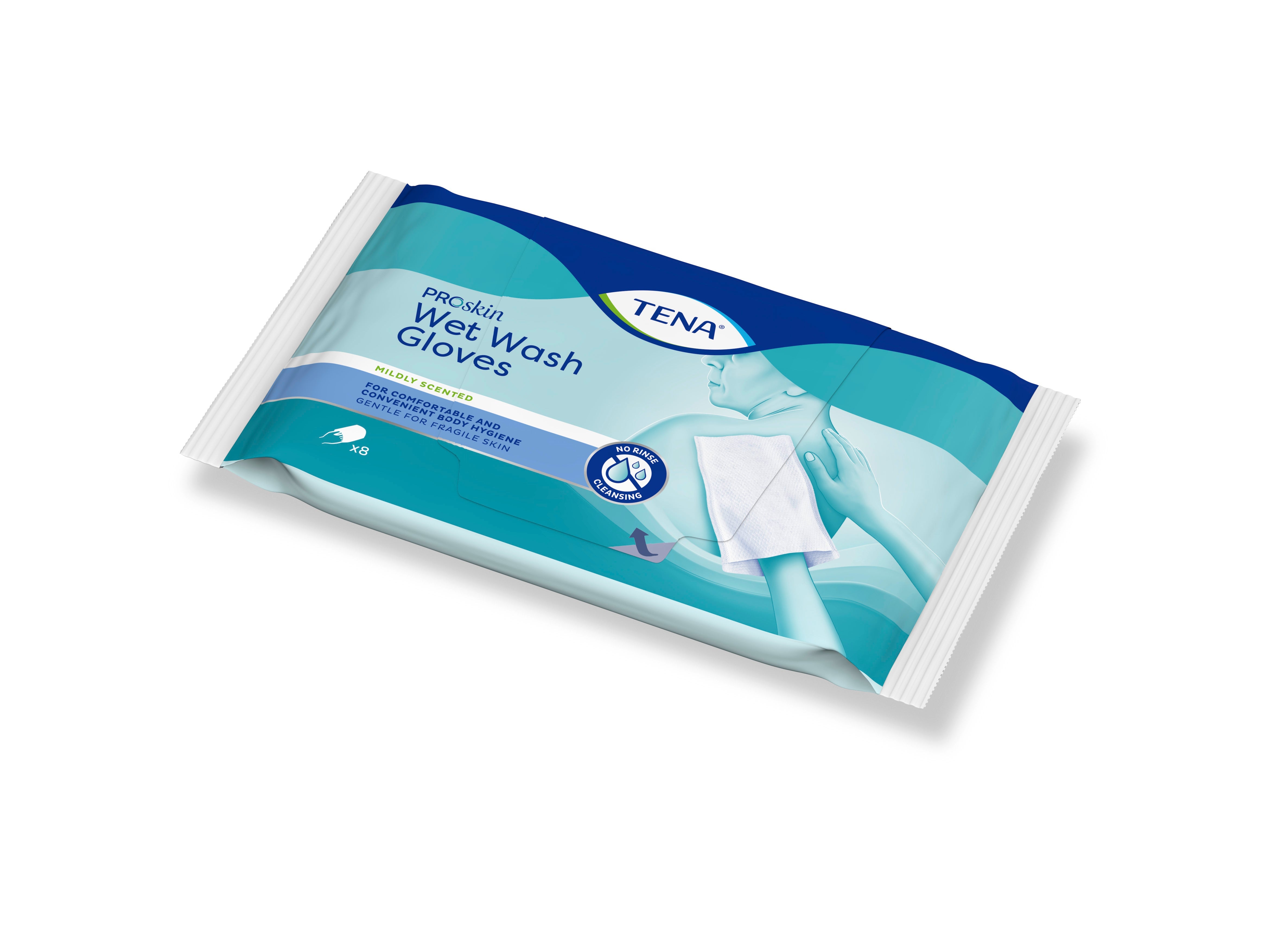 Tena Wet Wash Glove 8 Guantes Desechables-2