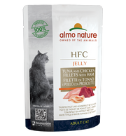 Almo Nature HFC Jelly Comida Húmeda Atún y Filete de Pollo con Jamón Gatos Adultos Sobre 55g-1