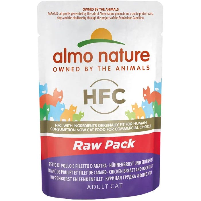 Almo Nature Classic Pechuga de Pollo Húmeda y Filete de Pato para Gatos Crudo Pack 55g-2