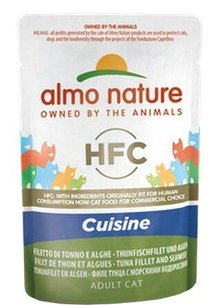 Almo Nature HFC Cuisine Comida Húmeda Filete de Atún y Algas para Gatos Adultos Sobre 55g-2