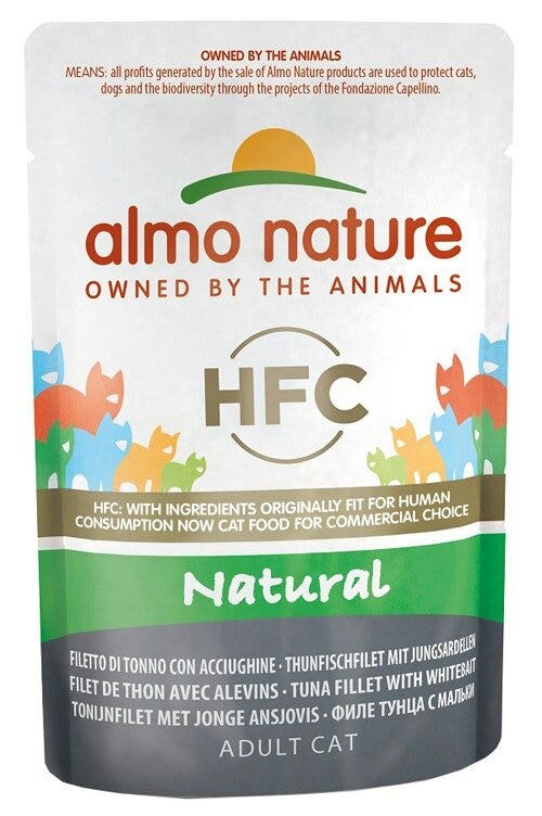 Almo Nature HFC Comida Húmeda Natural Atún y Anchoas para Gatos Adultos Sobre 55g-2