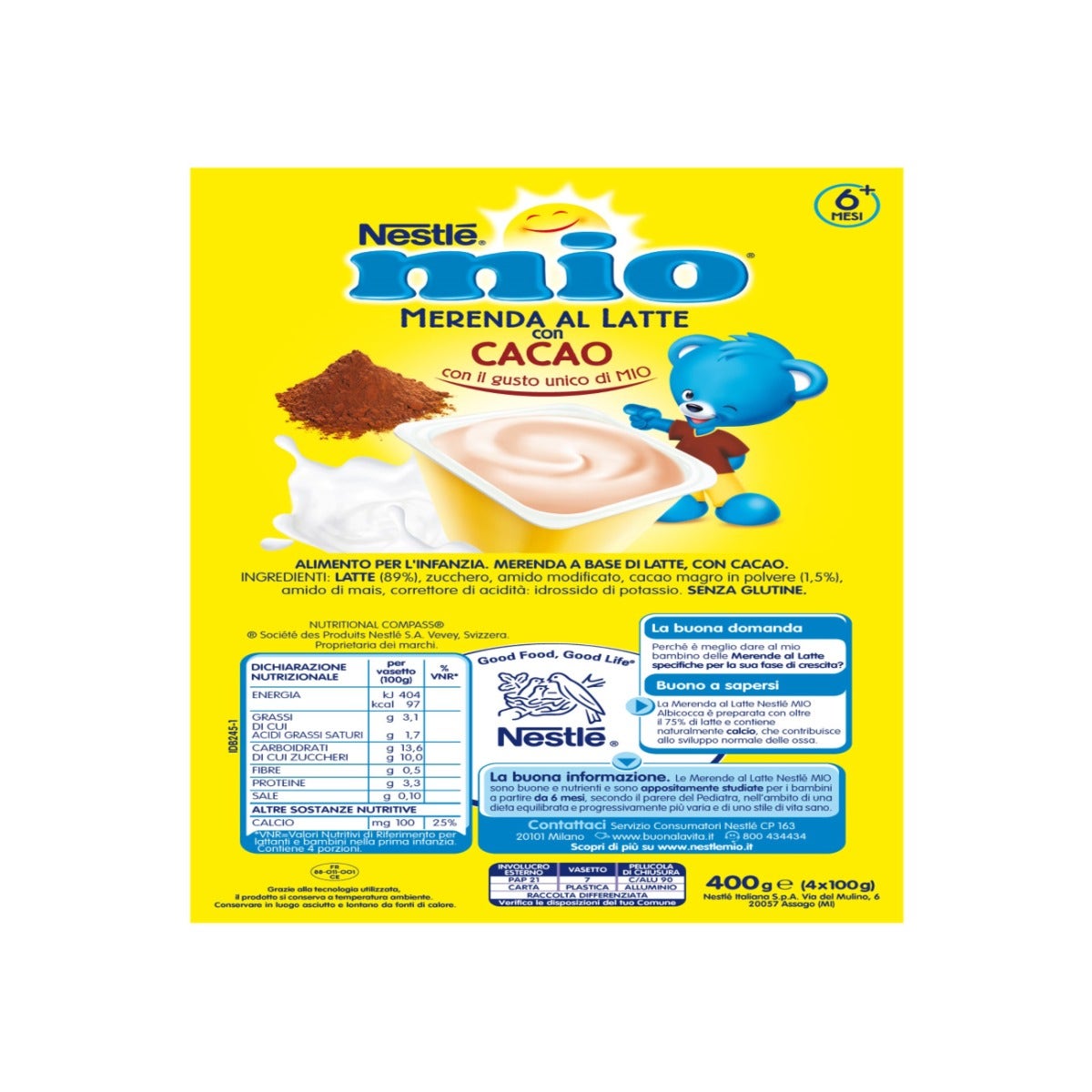 Nestlè Mio Snack Cacao 4x100g 6Mesi+-5