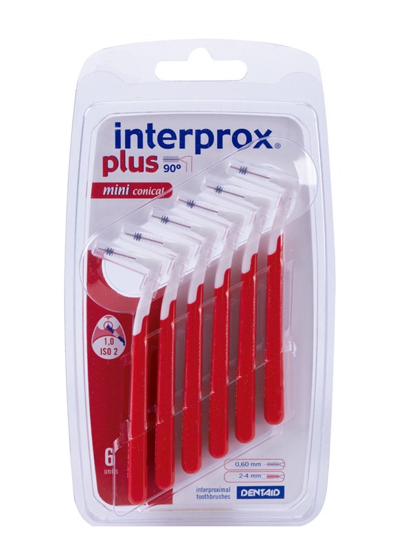 Interprox Plus Mini Cepillo Angulado Cónico Espacios Interdentales 1.0mm Blíster 6 Piezas-4