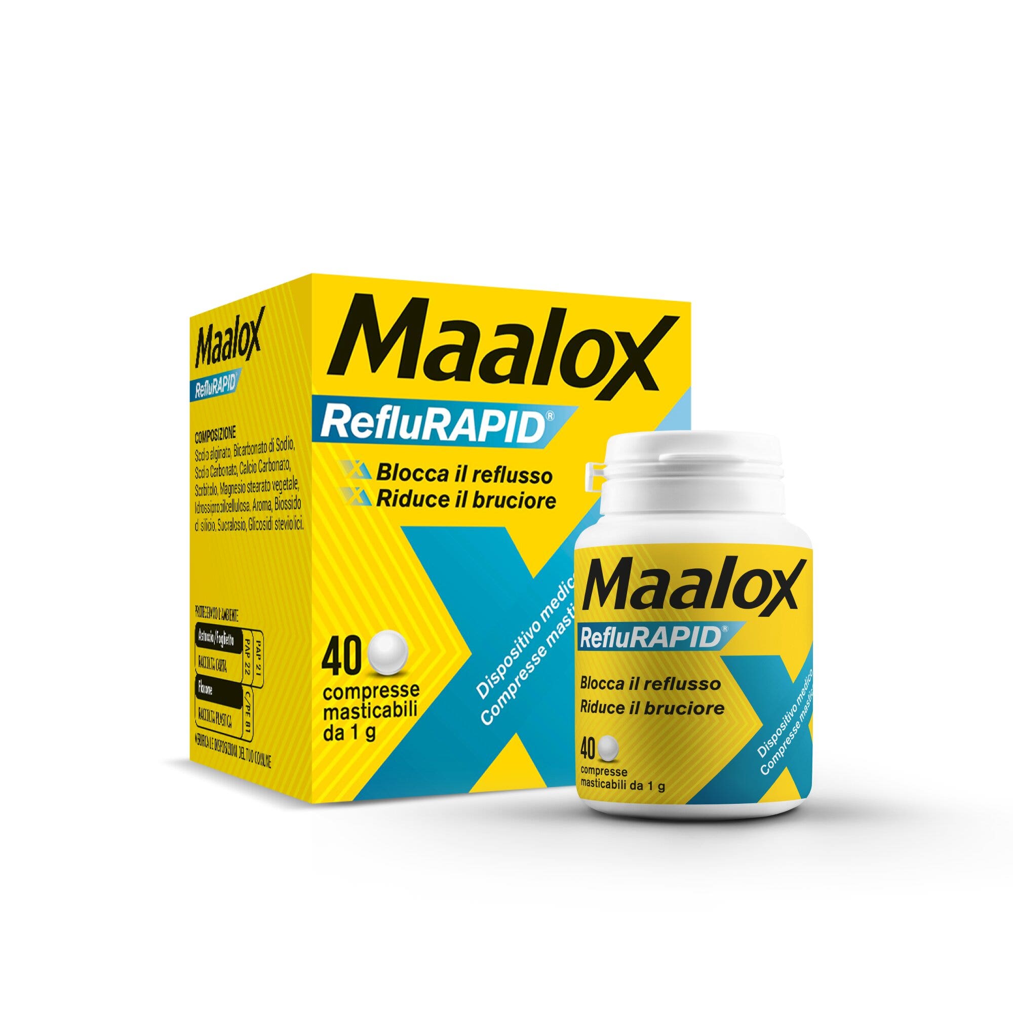Maalox Reflurapid, Reflujo y Acidez, Acidez Gástrica, 40 comprimidos masticables-1