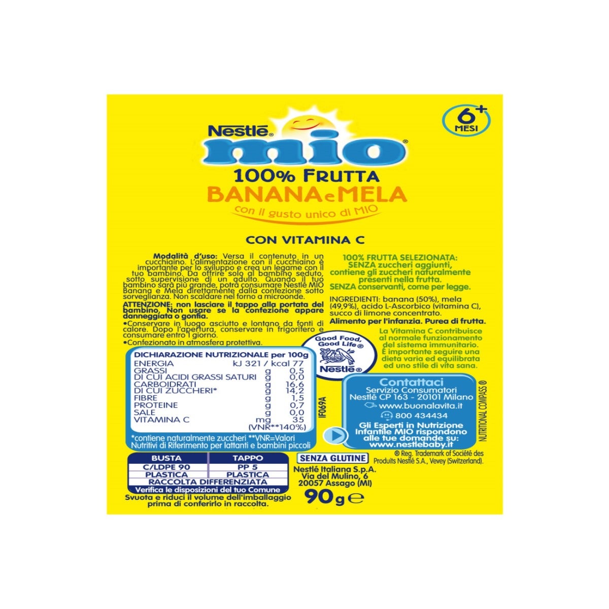 Nestlè Mio Banana E Mela 90ml 6Meses+-4