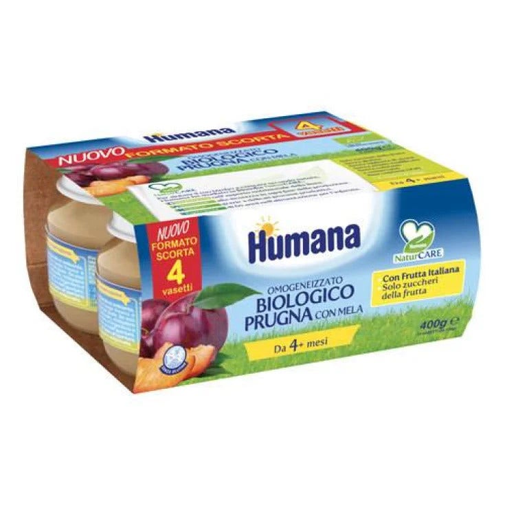 Humana Papilla Orgánica Ciruela Con Manzana 4x100g 4Meses+-1