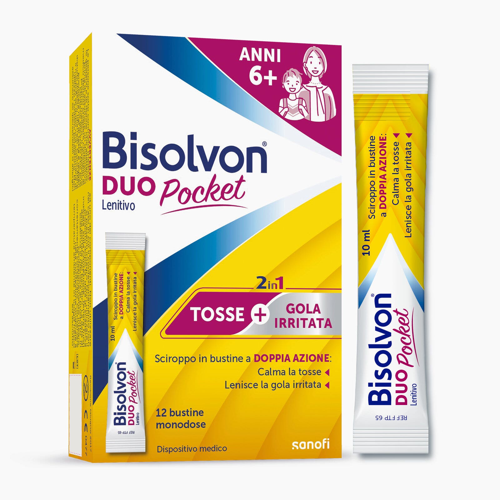 Bisolvon Duo Jarabe Calmante De Bolsillo En Sobre Contra La Tos Y El Dolor De Garganta, Adultos Niños, 12 Sobres Monodosis-16