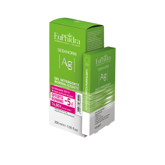 Euphidra Sebanorm Ag Gel Limpiador 200ml + Parches Purificantes 40 Piezas-1