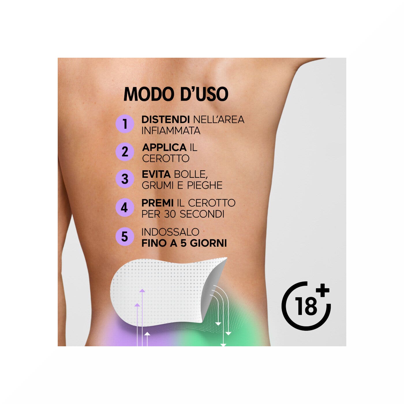 Initiv Cerotti Schiena Dolori Muscolari Da Lievi a Moderati Senza Medicinali 3 Pezzi-5
