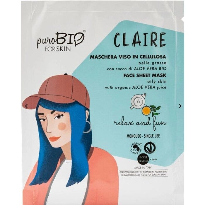 Purobio For Skin Mascarilla Celulosa Claire Relax and Fun 1 Mascarilla Desechable 15ml-1