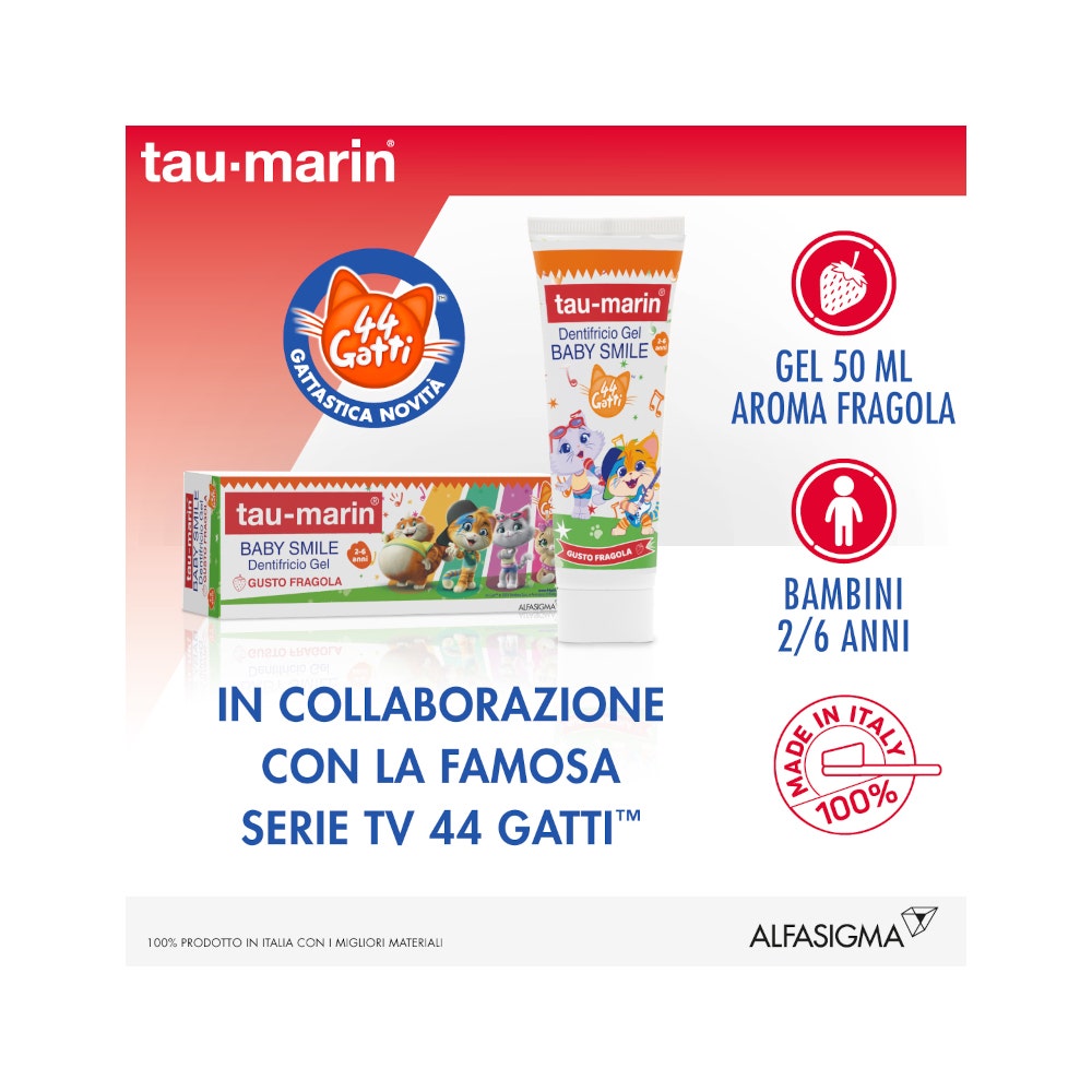 Taumarin Bebé Pasta Dentífrica Sabor Fresa 44 Gatos 2-6 Años 50ml-7