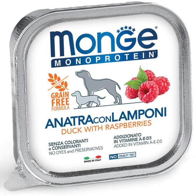 Monge Pato Monoproteico Con Arándanos Alimento Húmedo Para Perros Adultos 150g-2
