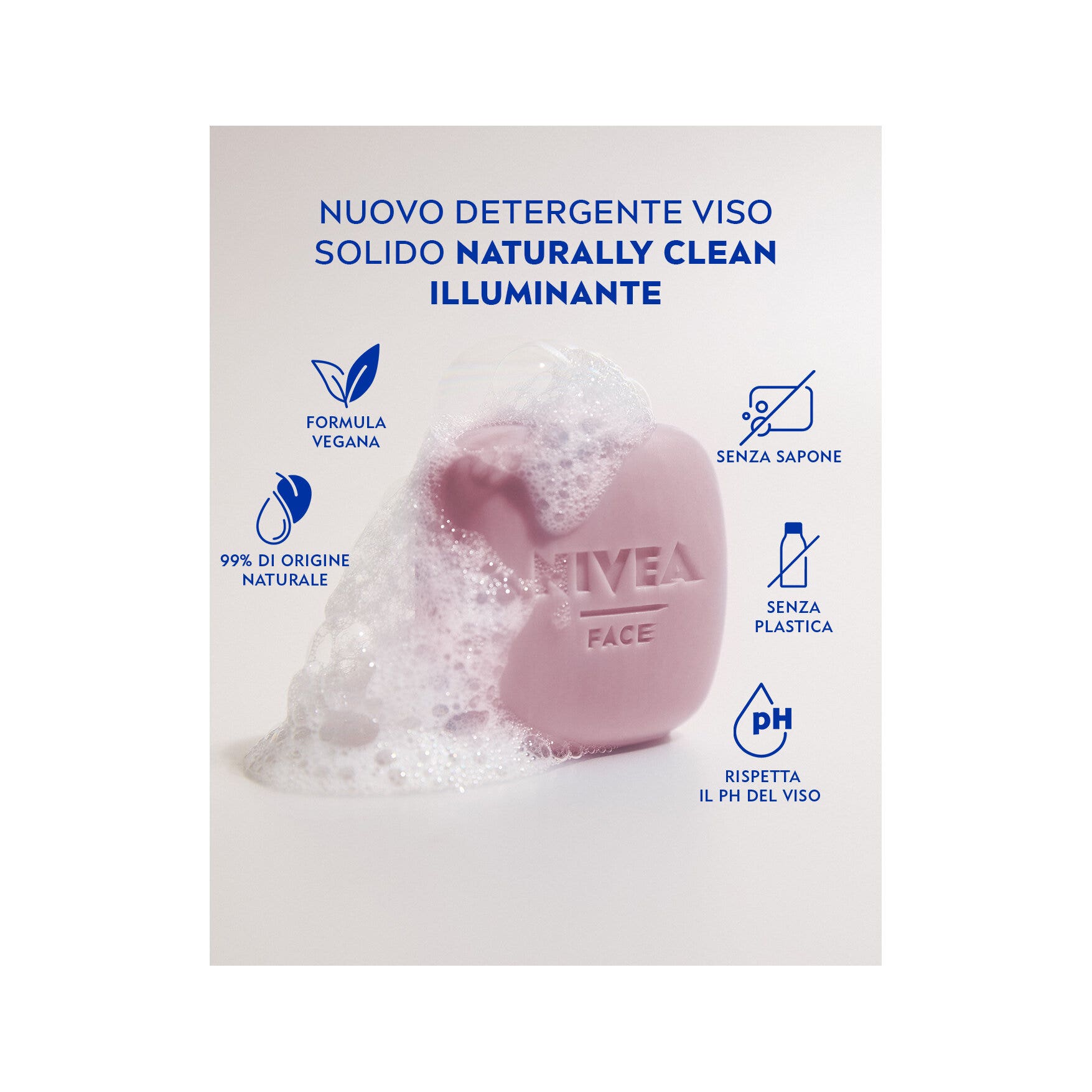 Nivea Naturally Clean Limpiador facial sólido iluminador, limpiador facial sólido, 75 g