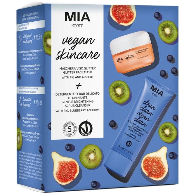 Korff Vegan Skincare Glitter Face Mask + Delicate Scrub Cleanser-1