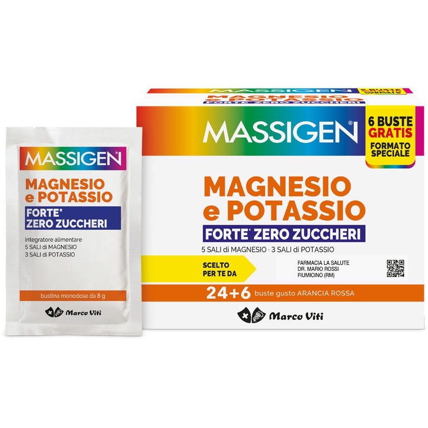 Marco Viti Massigen Magnesio Potasio Fuerte Cero Azúcar 24 + 6 Sobres-2