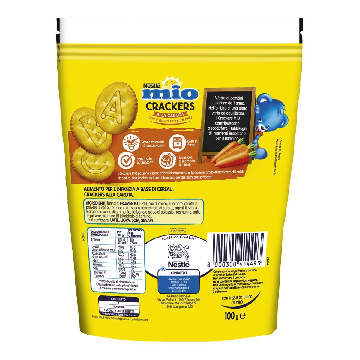Nestlè Mio Snack Crackers Con Zanahoria Para Bebés 1 Año + 100g-3
